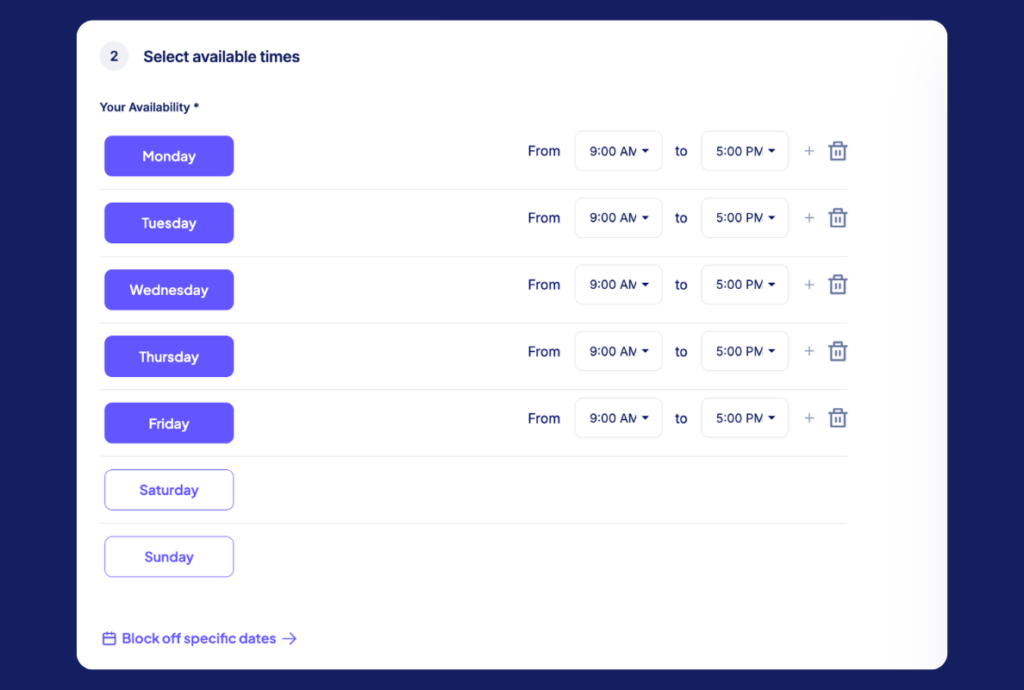 Set your availability