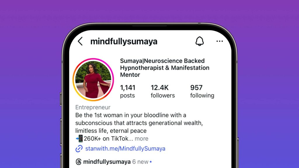 Mindfully Sumaya Instagram Profile and Stan Store