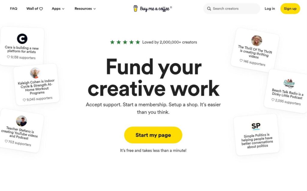 Buy Me a Coffee homepage