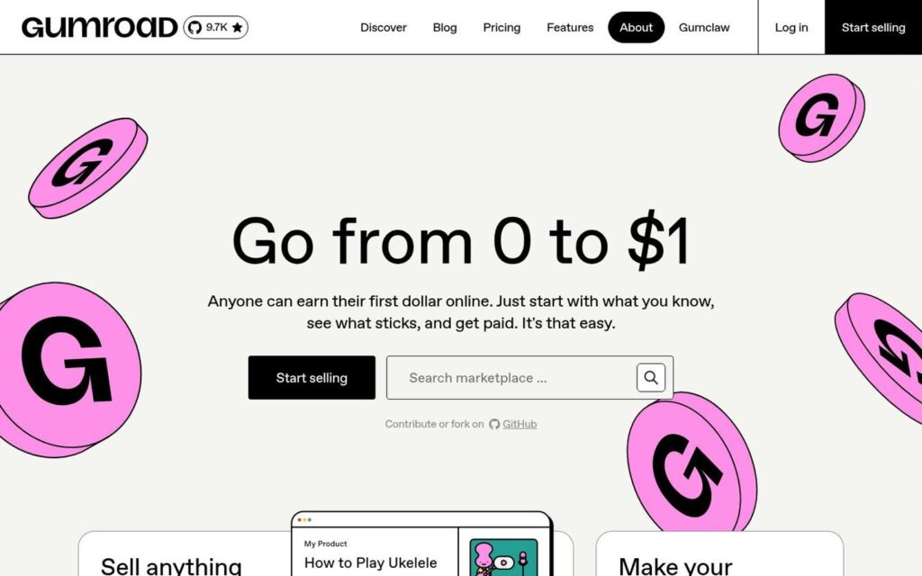 Gumroad homepage