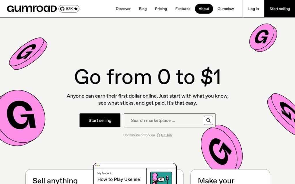 Gumroad homepage