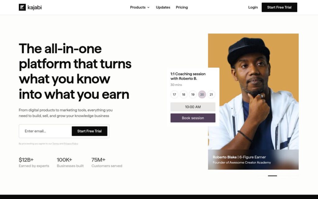 Kajabi homepage screenshot