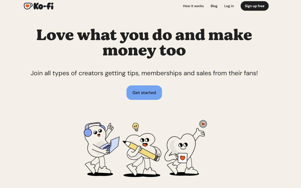 Ko-Fi homepage