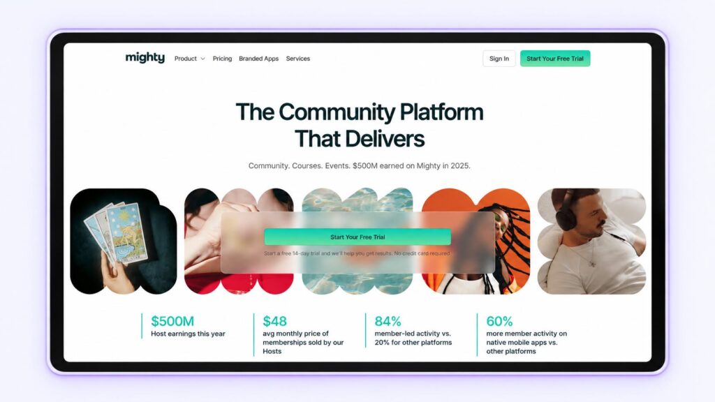 Mighty Networks homepage
