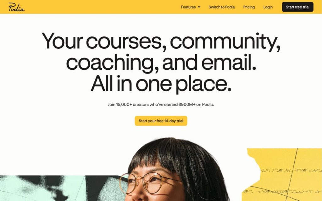 Podia homepage