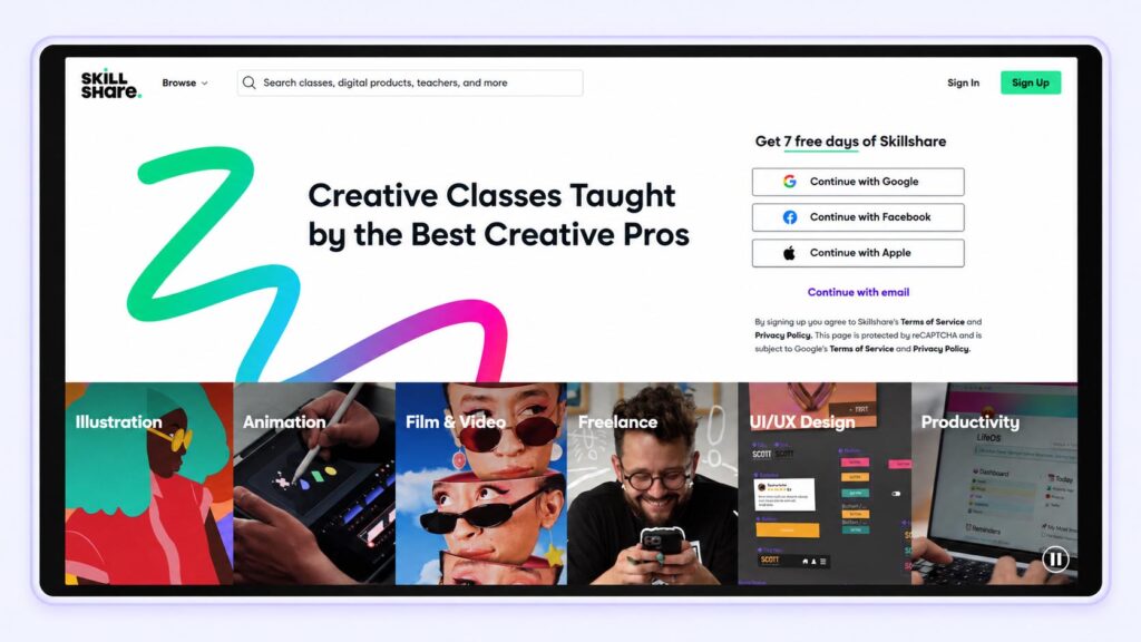 Skillshare homepage