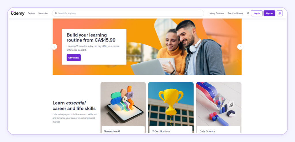 Udemy homepage