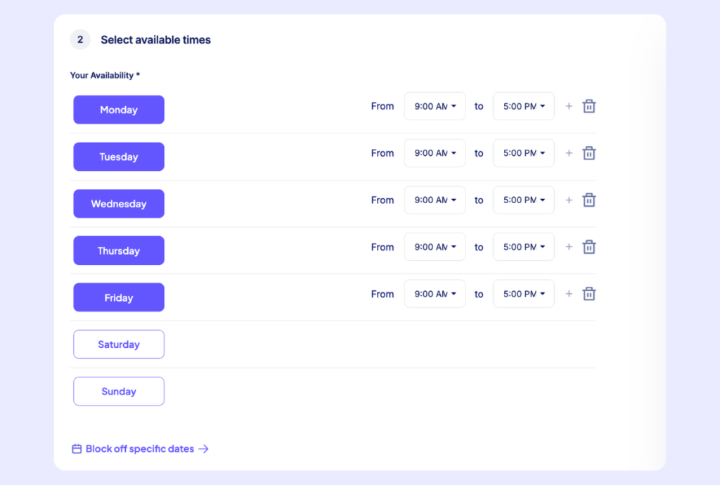Set your availability