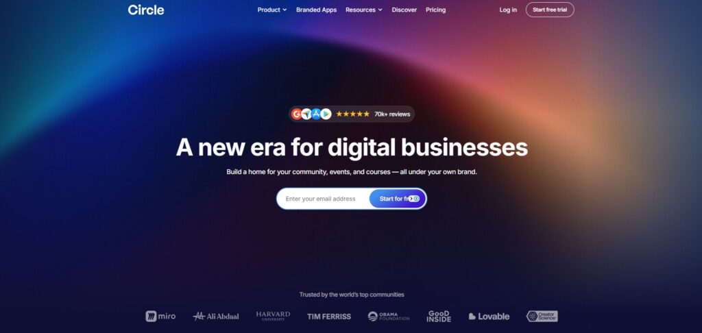 Circle homepage screenshot