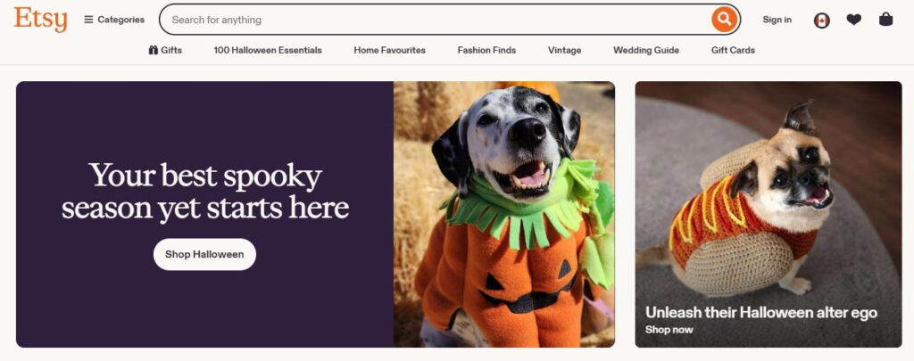 Etsy homepage
