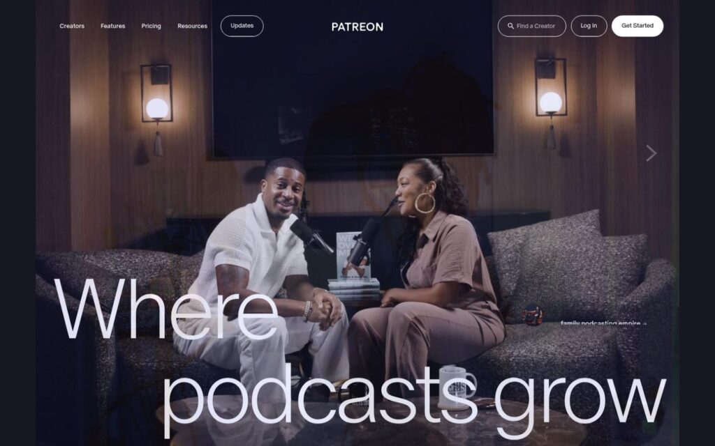 Patreon homepage screenshot