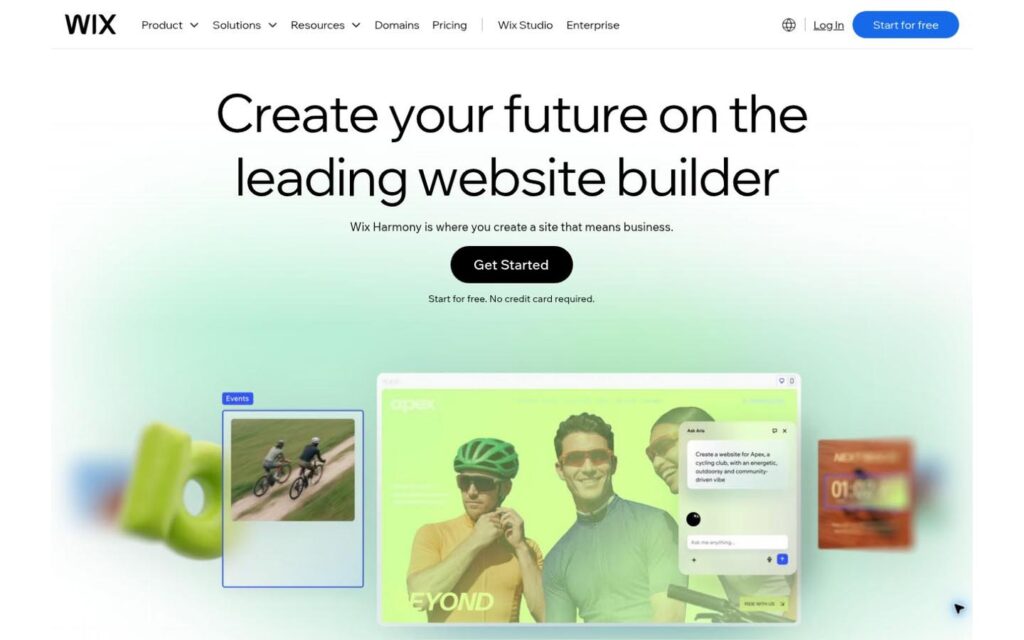 Wix homepage screenshot